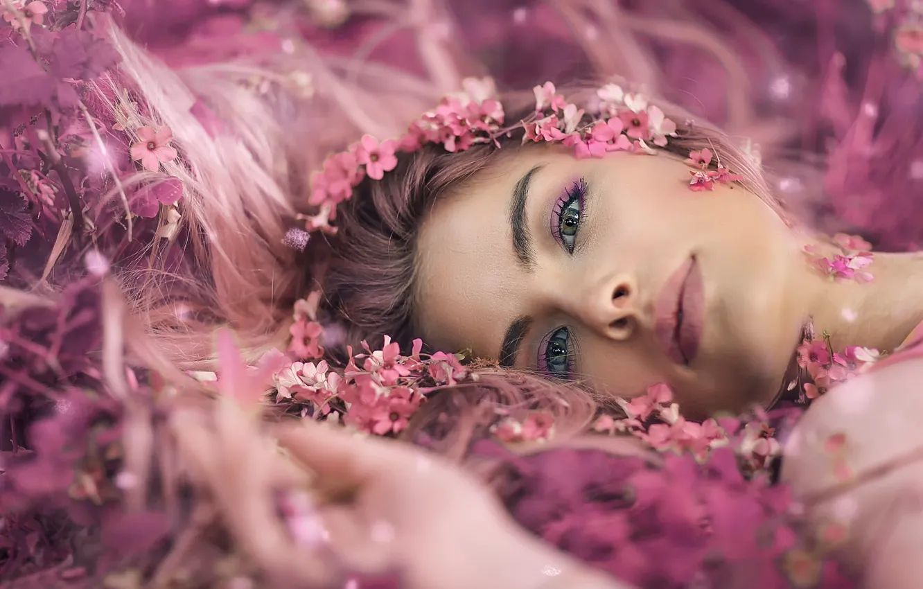Photo wallpaper makeup, flowers, Candy, wreath, Alessandro Di Cicco