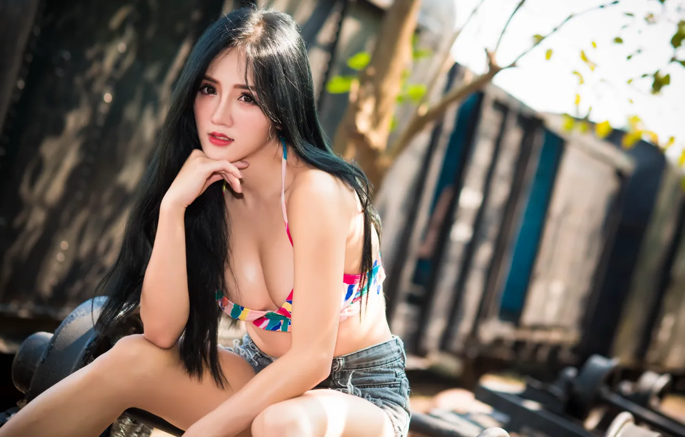 Photo wallpaper look, girl, Asian