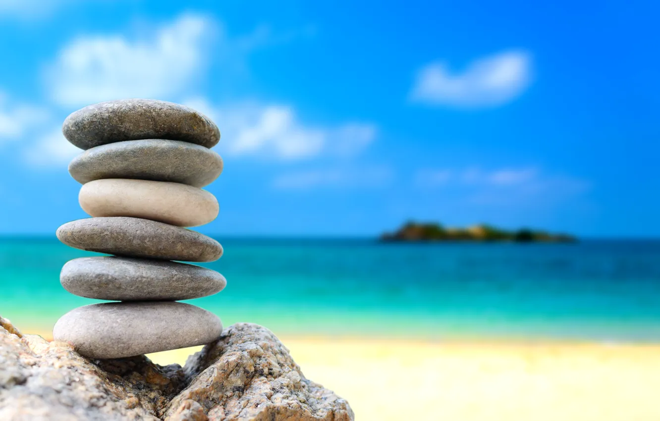 Photo wallpaper sea, beach, summer, pebbles, stones, summer, white, beach