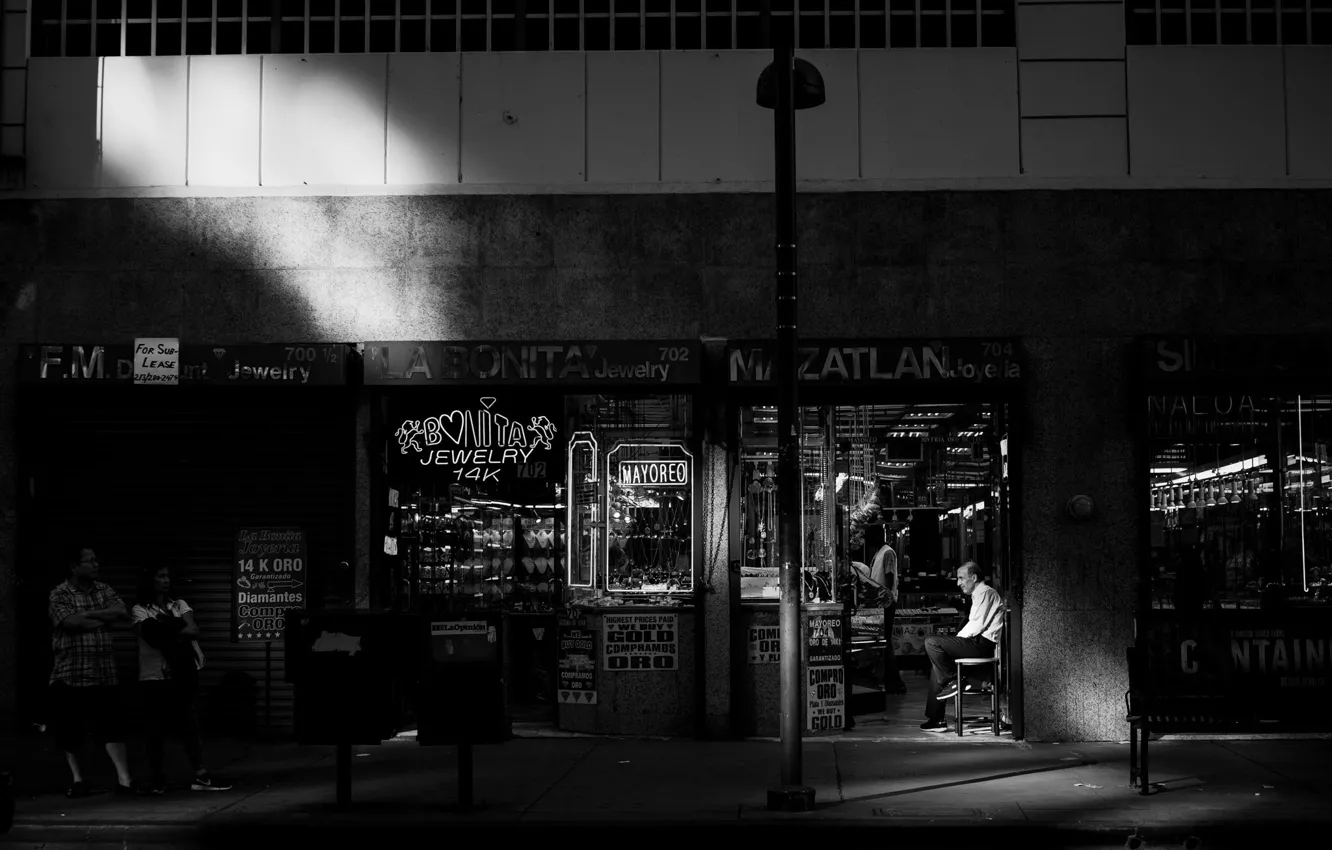 Photo wallpaper black & white, wallpaper, photo, people, signs, Rinzi Ruiz