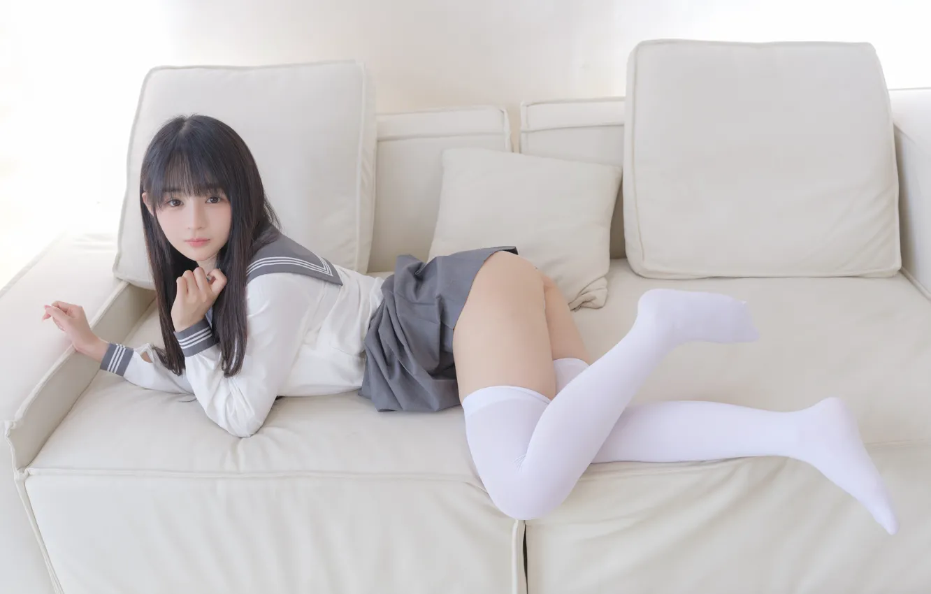 Photo wallpaper model, women, cosplay, asian, Schoolgirl, Sailor Uniform, women indoors, Sakurai Niki