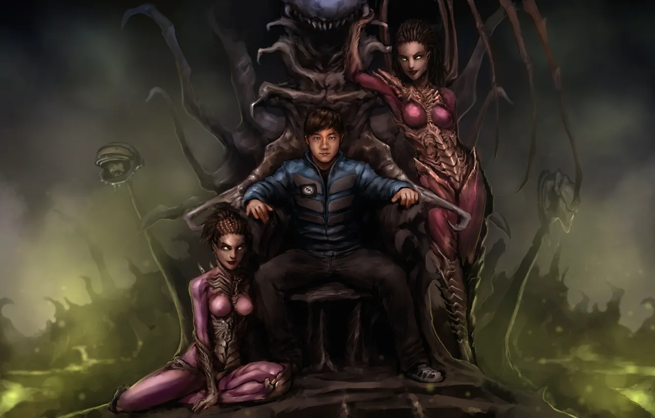 Photo wallpaper starcraft, guy, the throne, art, sarah kerrigan, Queen of Blades