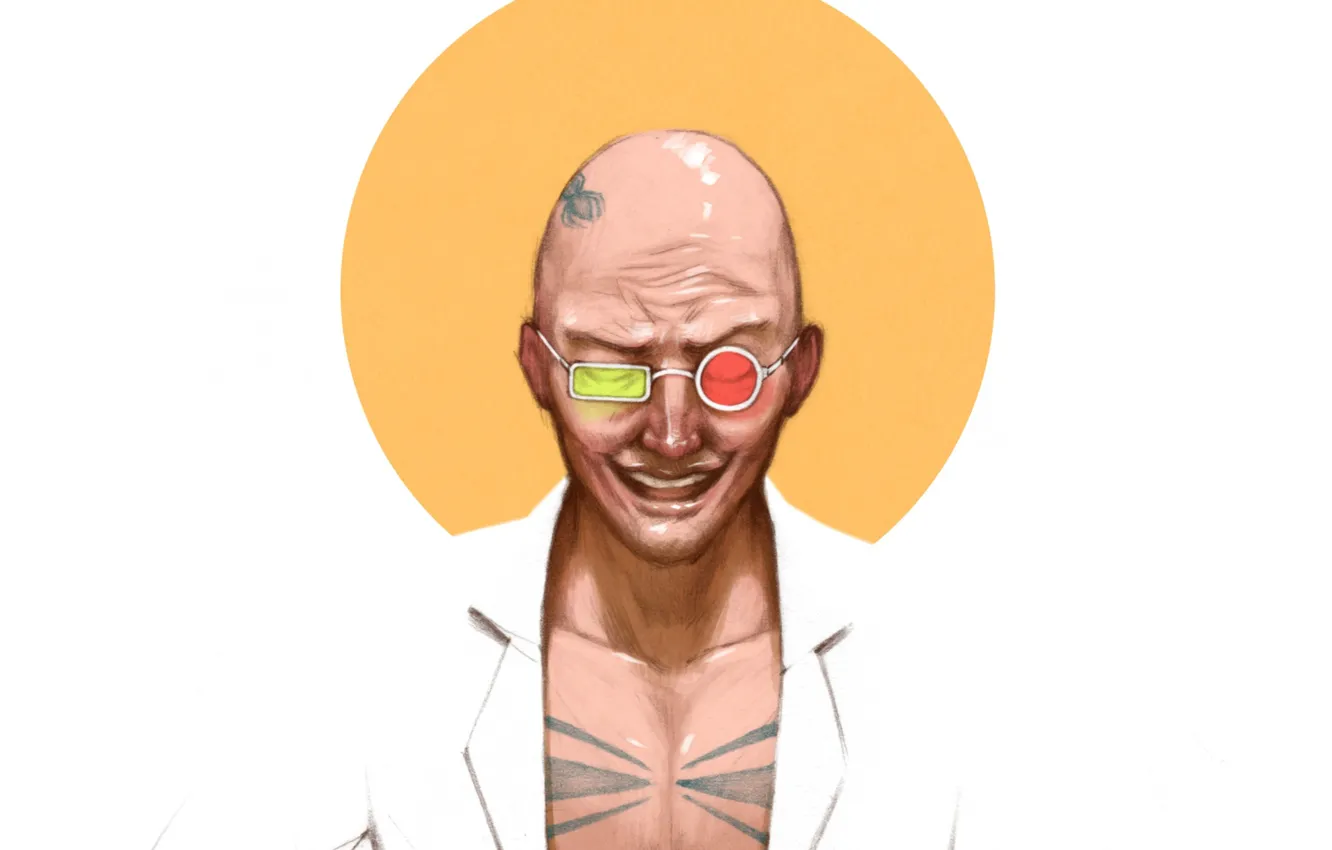 Photo wallpaper art, glasses, bald, Transmetropolitan, spider jerusalem