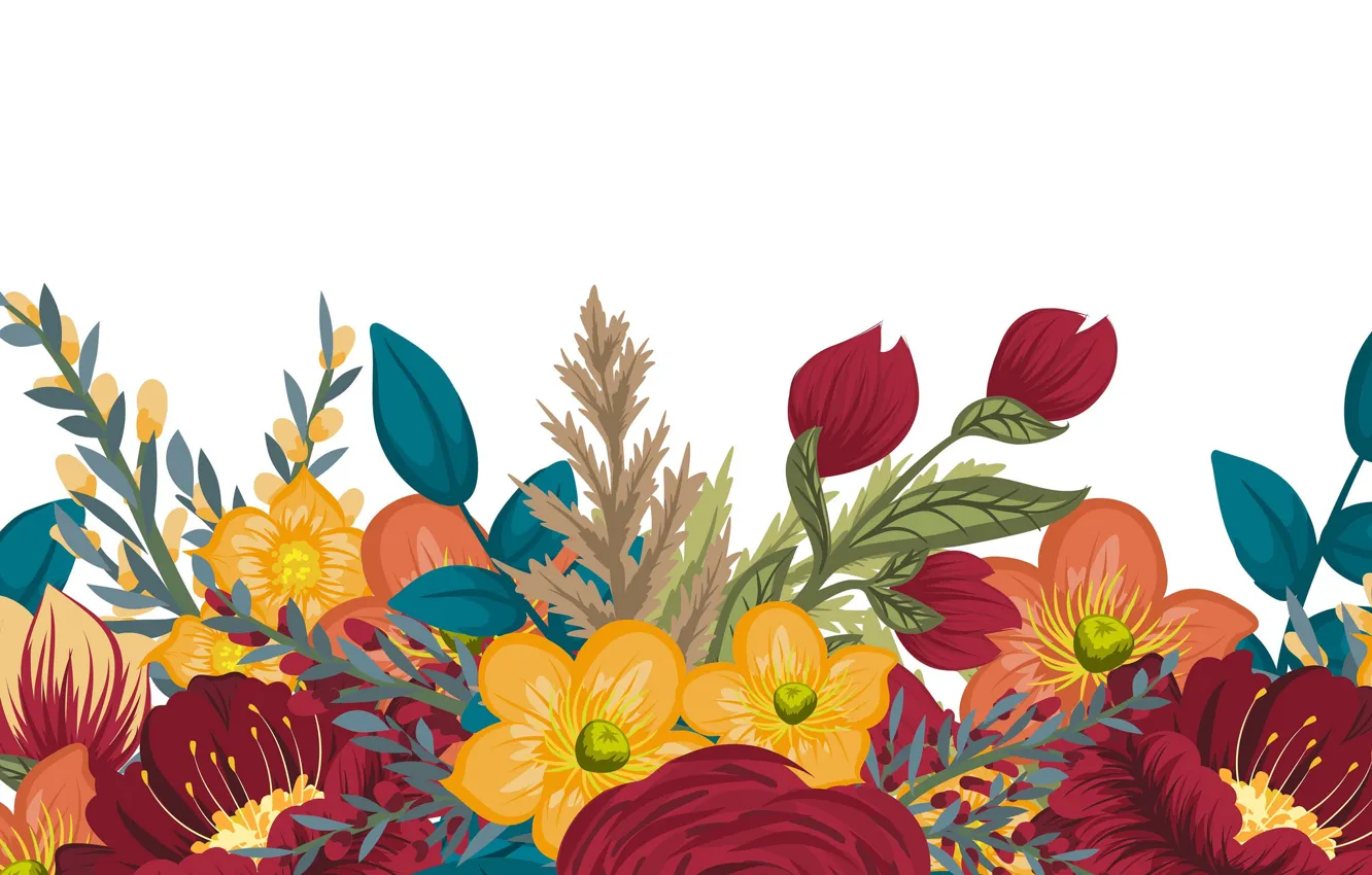 Photo wallpaper flowers, texture, white background