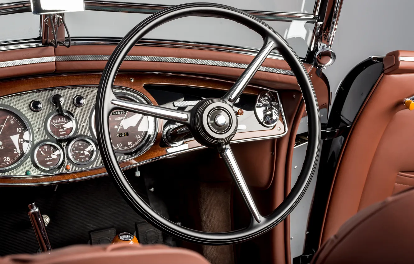 Photo wallpaper Key, Salon, Convertible, Classic, The wheel, Lancia, Chrome, Classic car