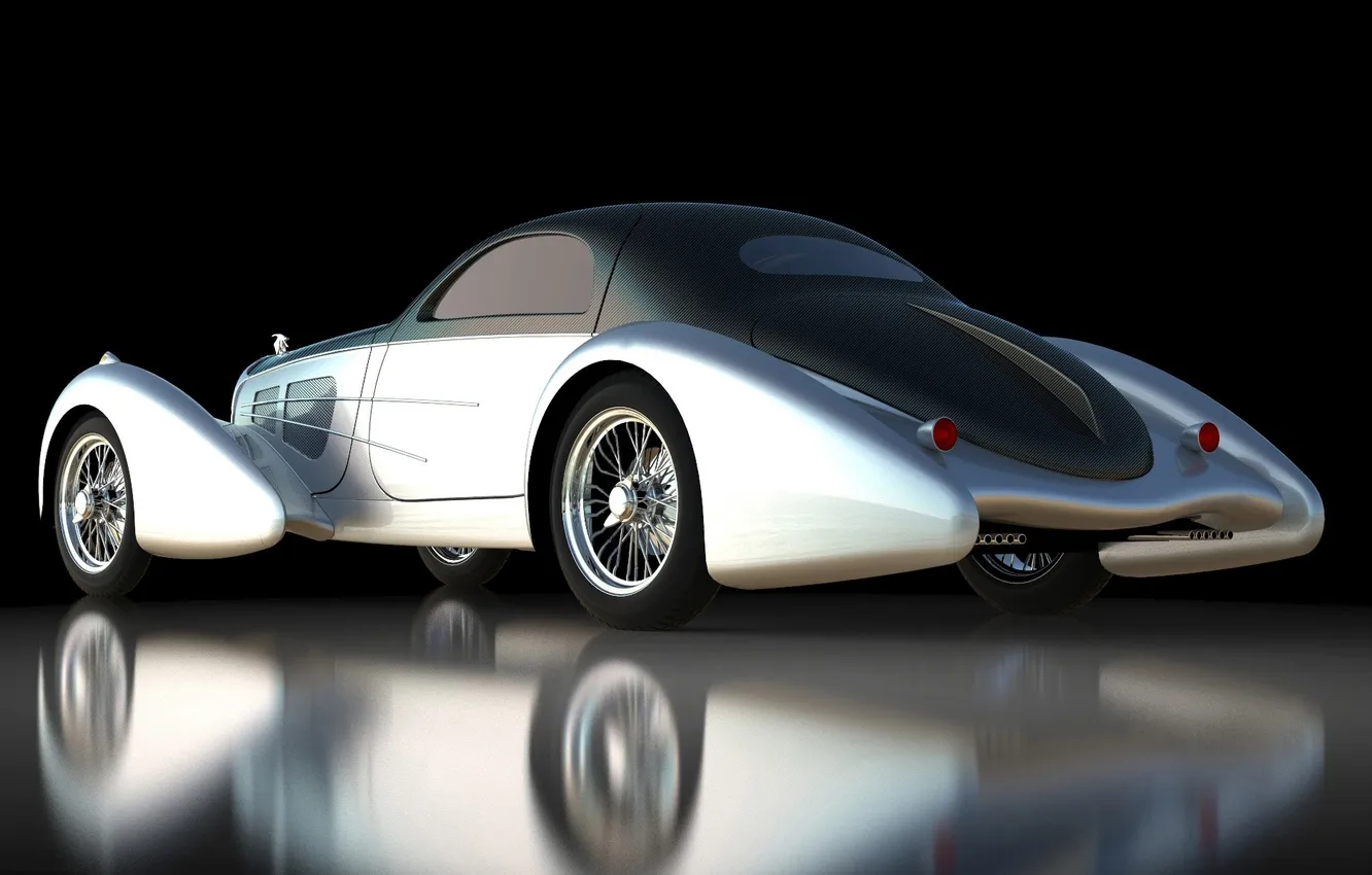 Photo wallpaper 2012, rear view, Type 57S, reflection.background, Delay USA, Type 57S, Beautiful Figure, Delahaye USA