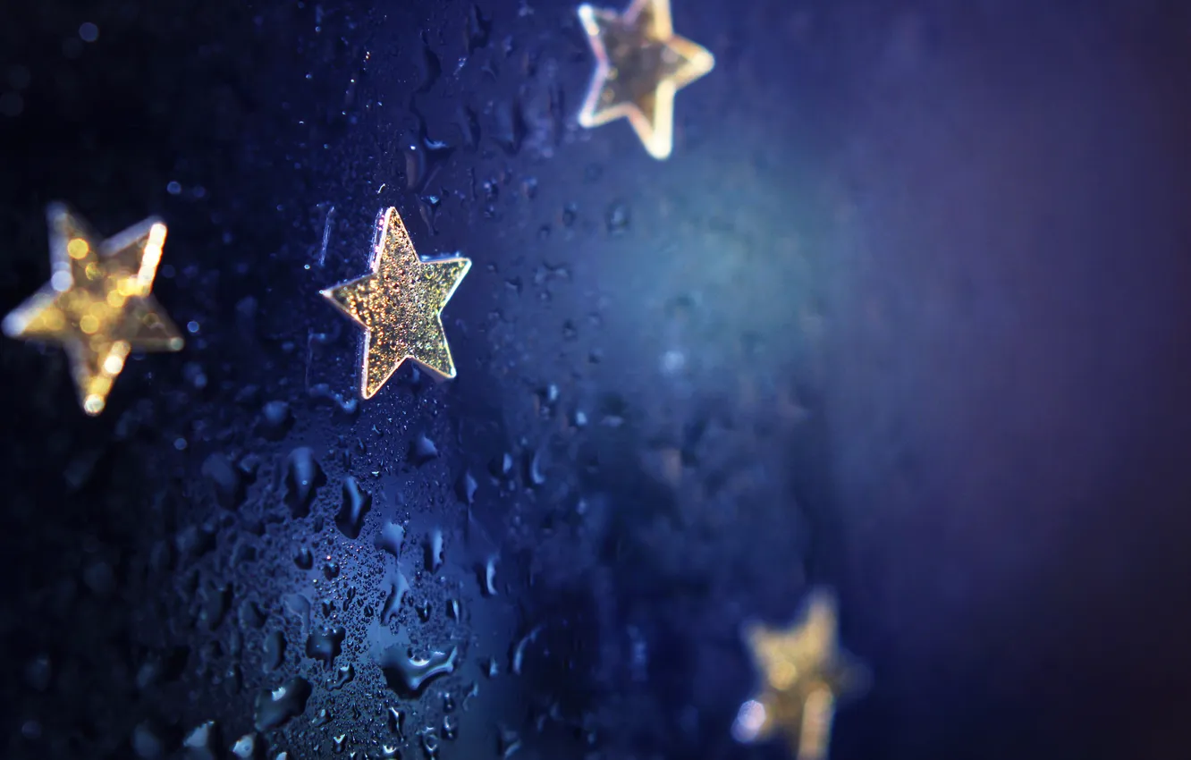Photo wallpaper water, drops, macro, stars, stars, macro