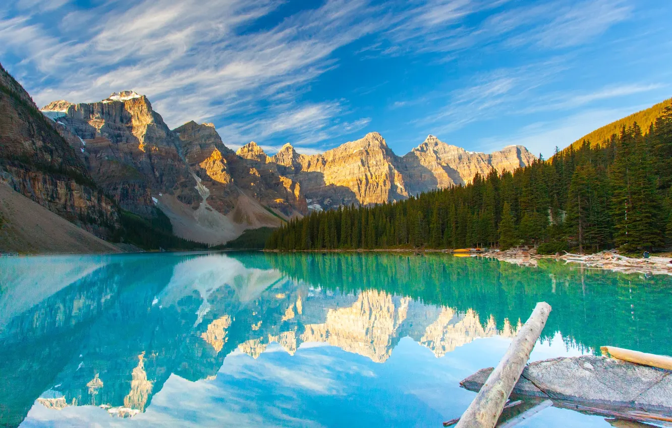 Photo wallpaper forest, the sky, trees, mountains, lake