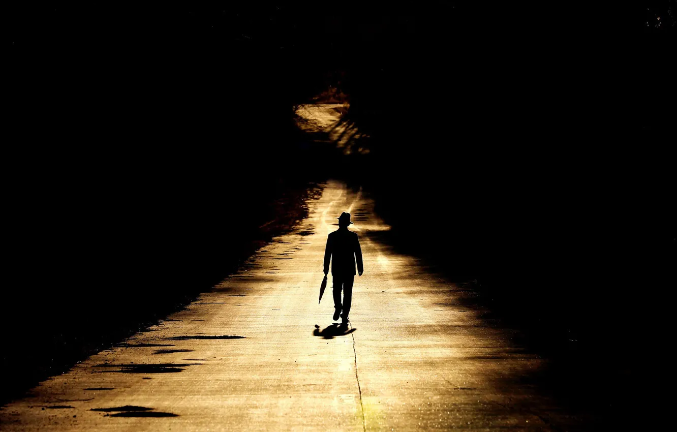 Photo wallpaper road, light, life, people, shadow