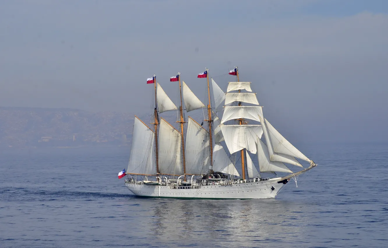 Photo wallpaper barkentina, Esmeralda, (BE-43), the Chilean Navy, training, sailing ship