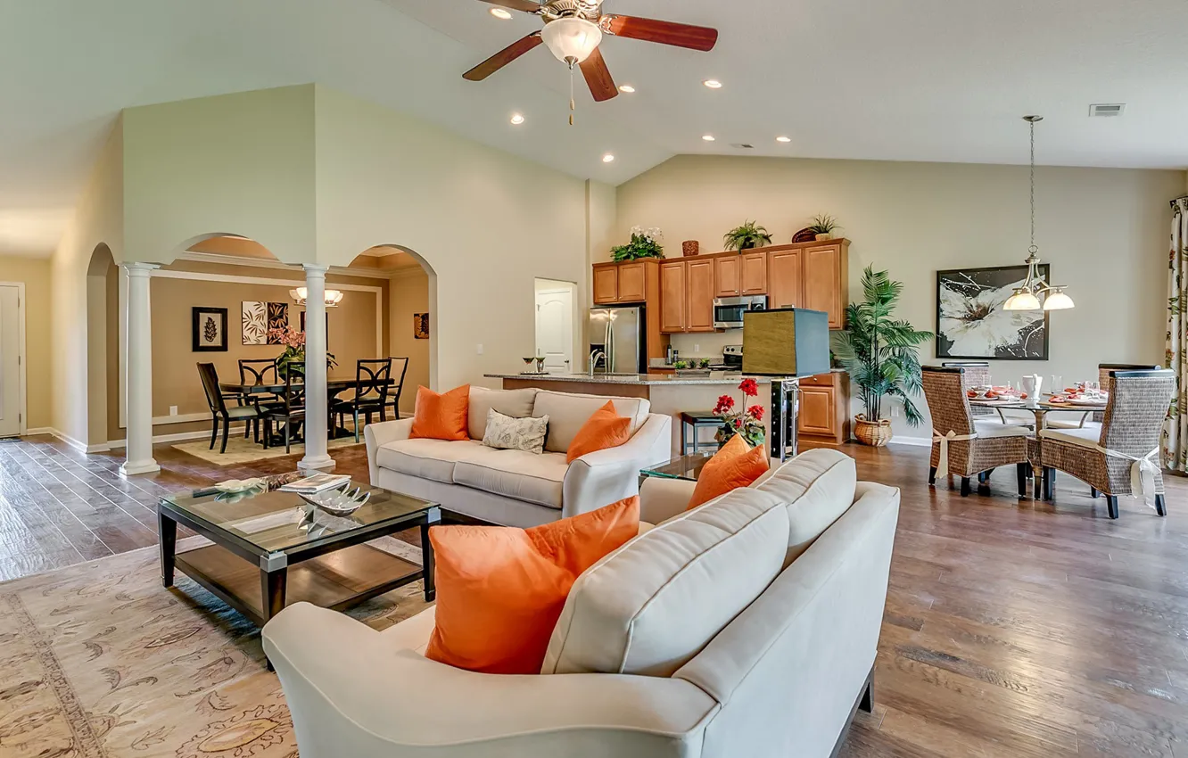 Photo wallpaper interior, kitchen, living room, dining room