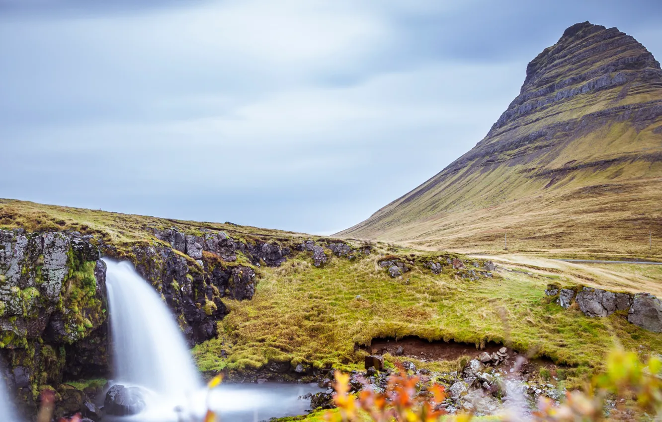Photo wallpaper mountain, waterfall, Iceland