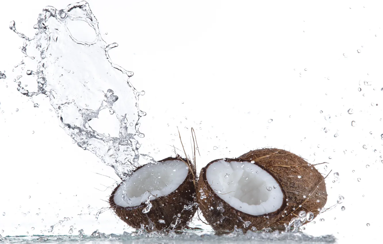 Photo wallpaper water, squirt, tropics, coconut, splash
