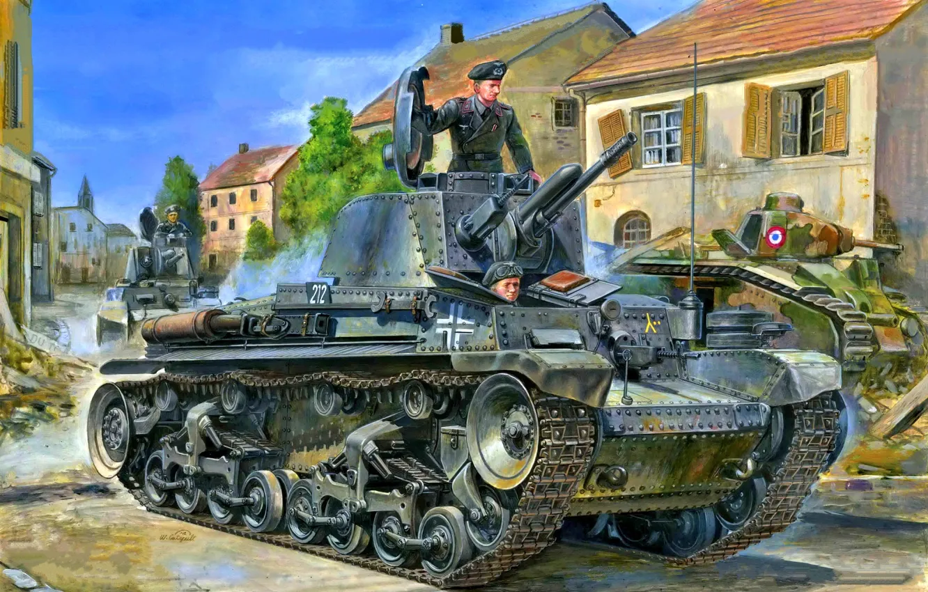 Photo wallpaper The Wehrmacht, tankers, light tank, panzerwaffe, blitzkrieg 1940, Pz.Kpfw.35(t), 6 Panzer division