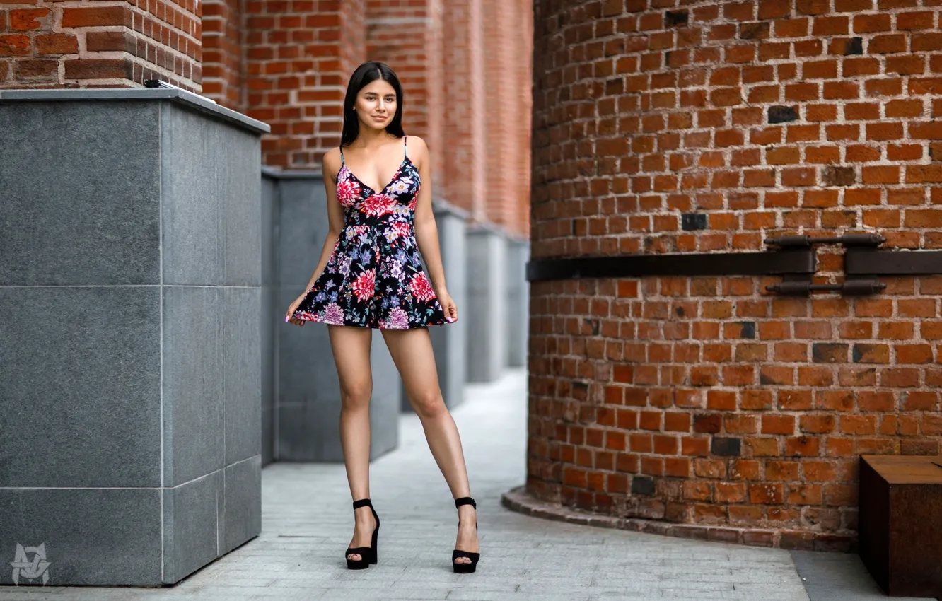 Photo wallpaper look, sexy, pose, model, portrait, makeup, figure, dress