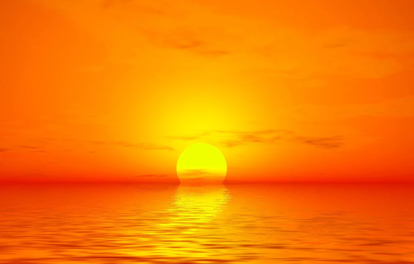 Photo wallpaper sea, the sky, the sun, sunset