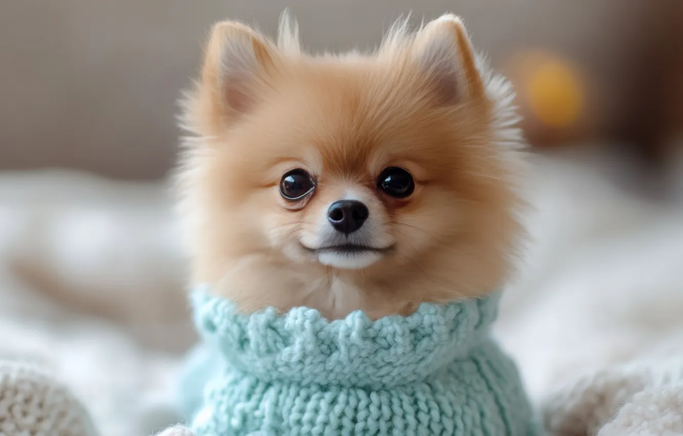 Photo wallpaper look, portrait, dog, puppy, face, AI art