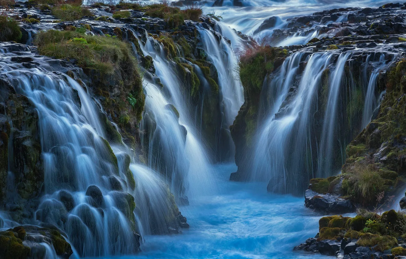 Photo wallpaper squirt, waterfall, stream, Iceland