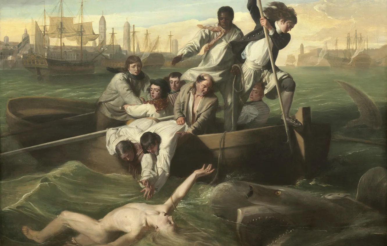 Photo wallpaper 1778, picture, John Singleton Copley, Watson and the Shark, painting, painting