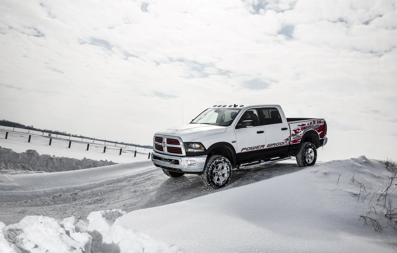 Photo wallpaper winter, snow, Dodge, Dodge, pickup, Power Wagon, Crew Cab, 2014