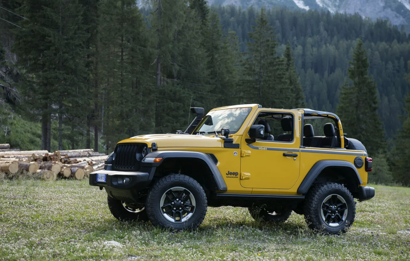 Photo wallpaper yellow, meadow, SUV, 4x4, Jeep, Mopar, 2019, Wrangler Rubicon 1941