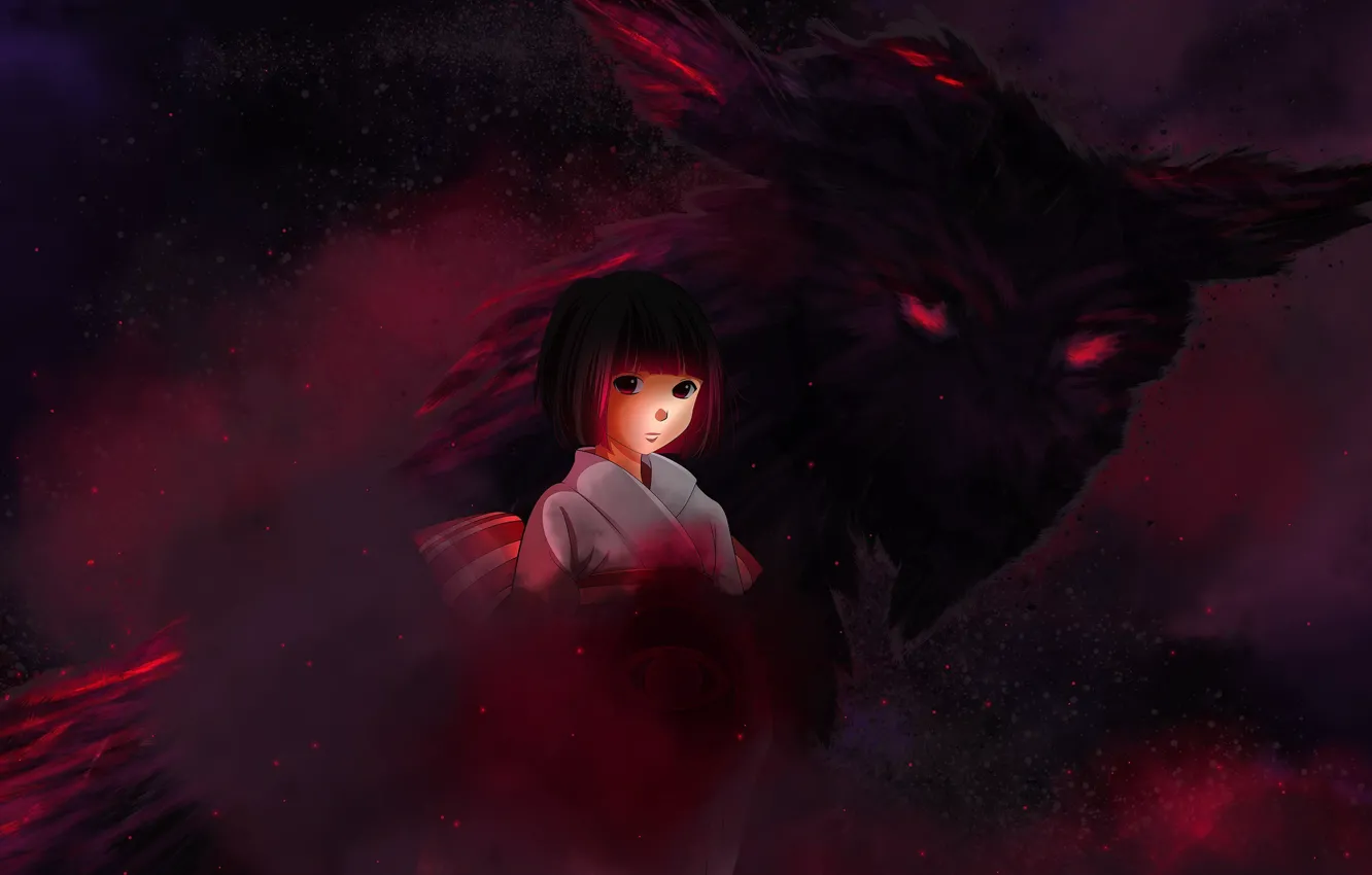Photo wallpaper kawaii, girl, monster, woman, anime, brunette, asian, japanese