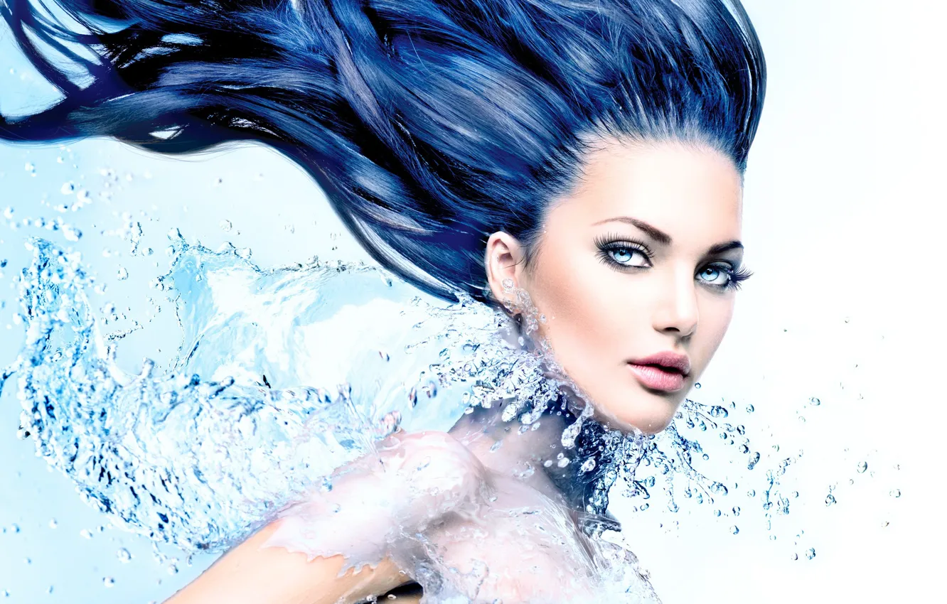 Photo wallpaper water, splash, hair, look, effects