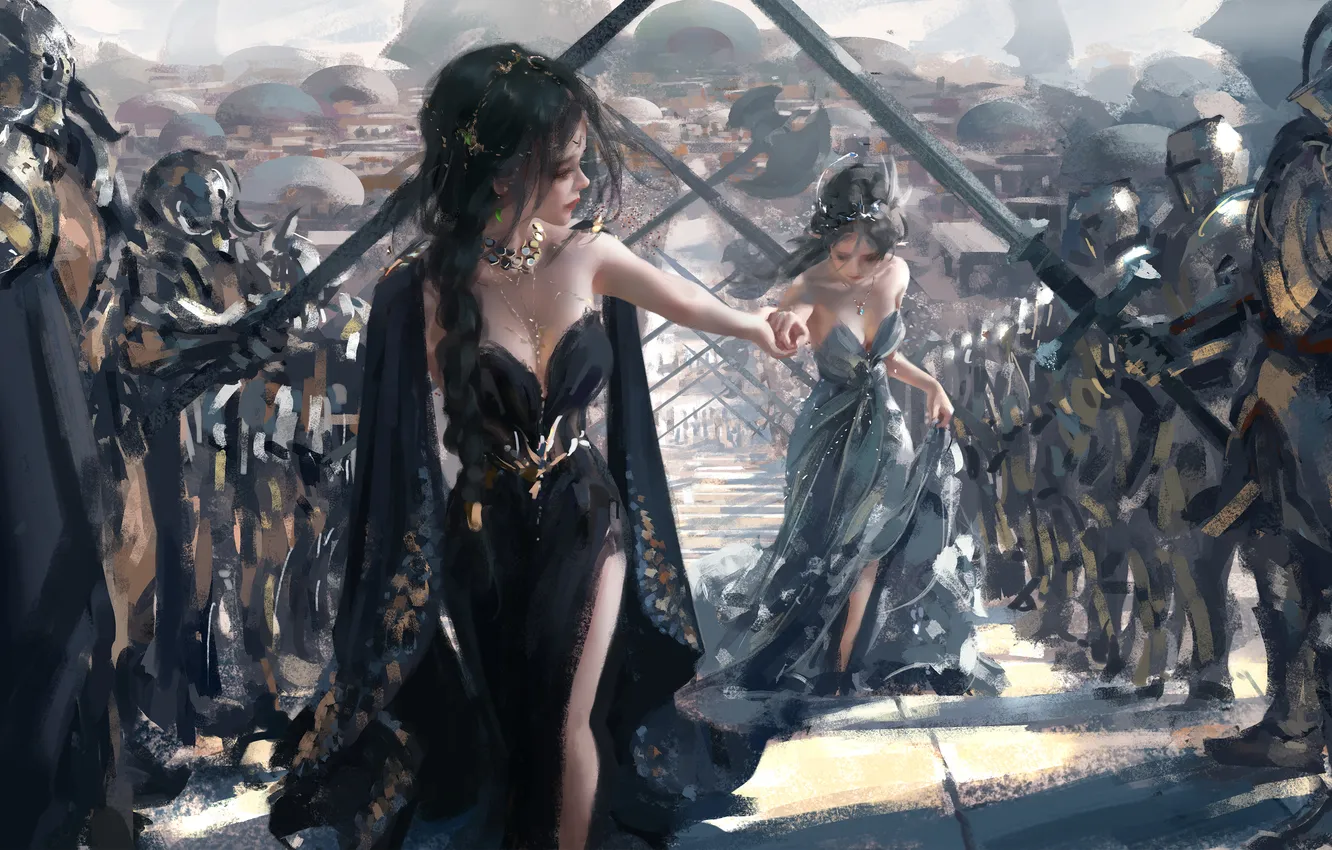 Photo wallpaper girl, fantasy, armor, girls, digital art, knights, artwork, princess