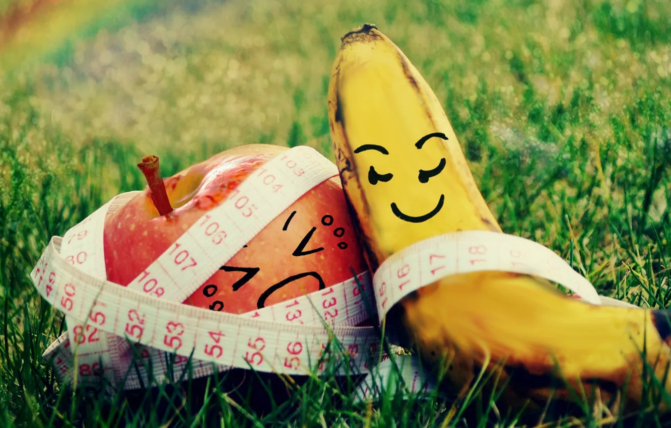 Photo wallpaper apple, mood, banana, fruits