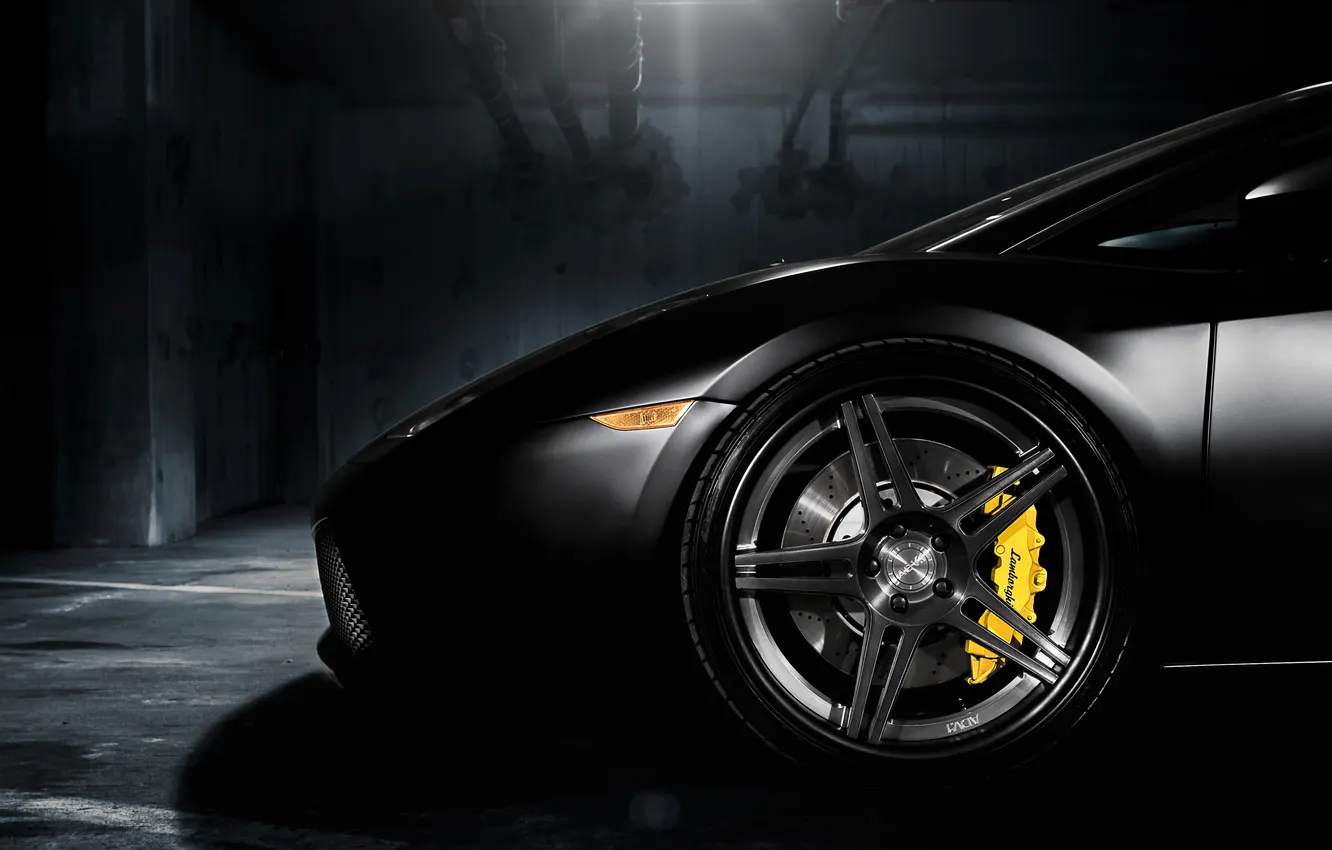 Photo wallpaper black, Lamborghini, Parking, Gallardo, drives, black, Lamborghini, caliper