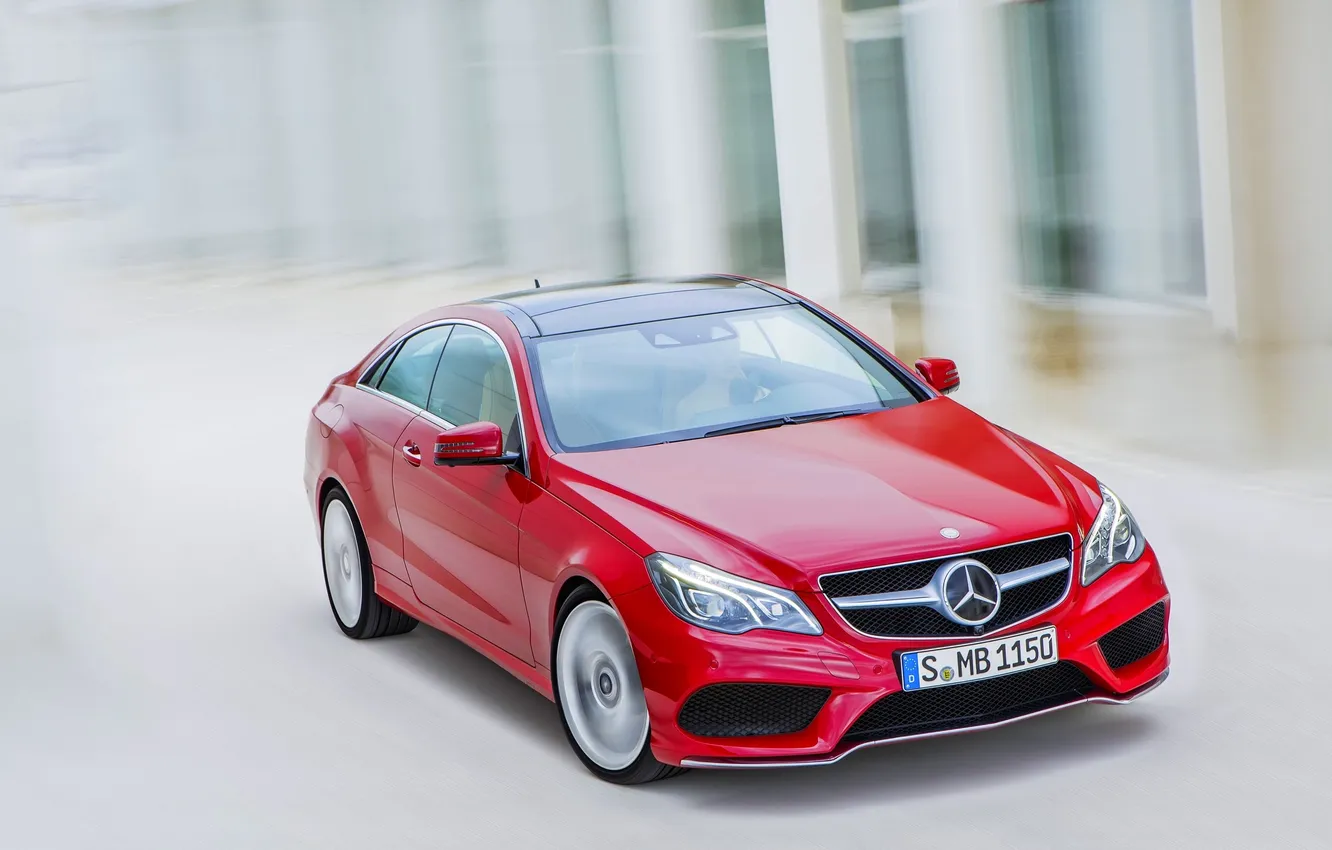 Photo wallpaper Mercedes-Benz, Red, Machine, coupe, e-class, Coupe, The front