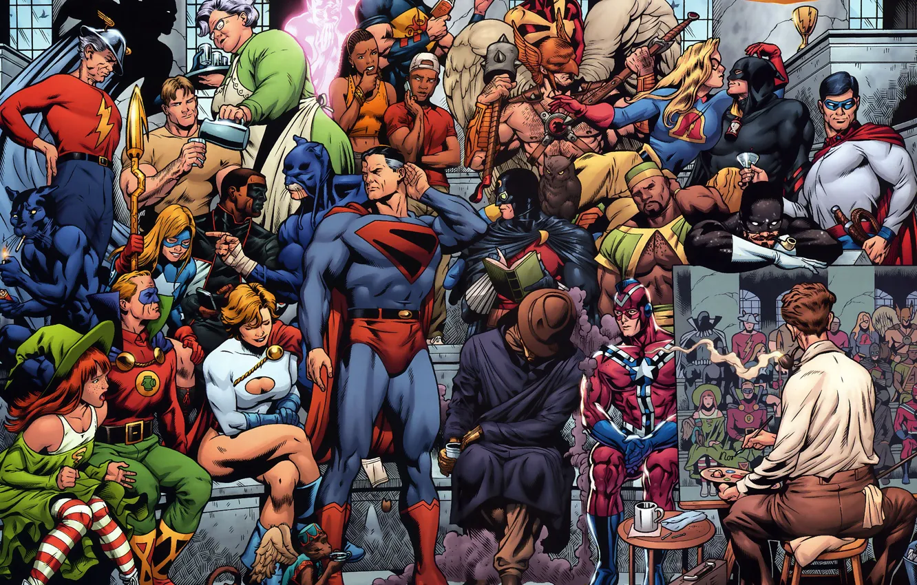 Photo wallpaper artist, comic, super hero, justice society of america, super heroes, DC Comics