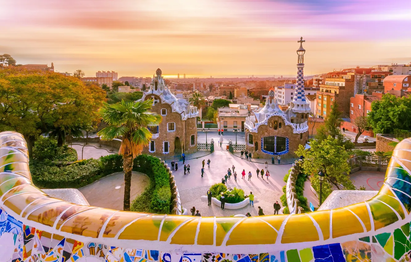 Photo wallpaper Spain, Barcelona, Barcelona, Spain, Park Güell, Park Guell