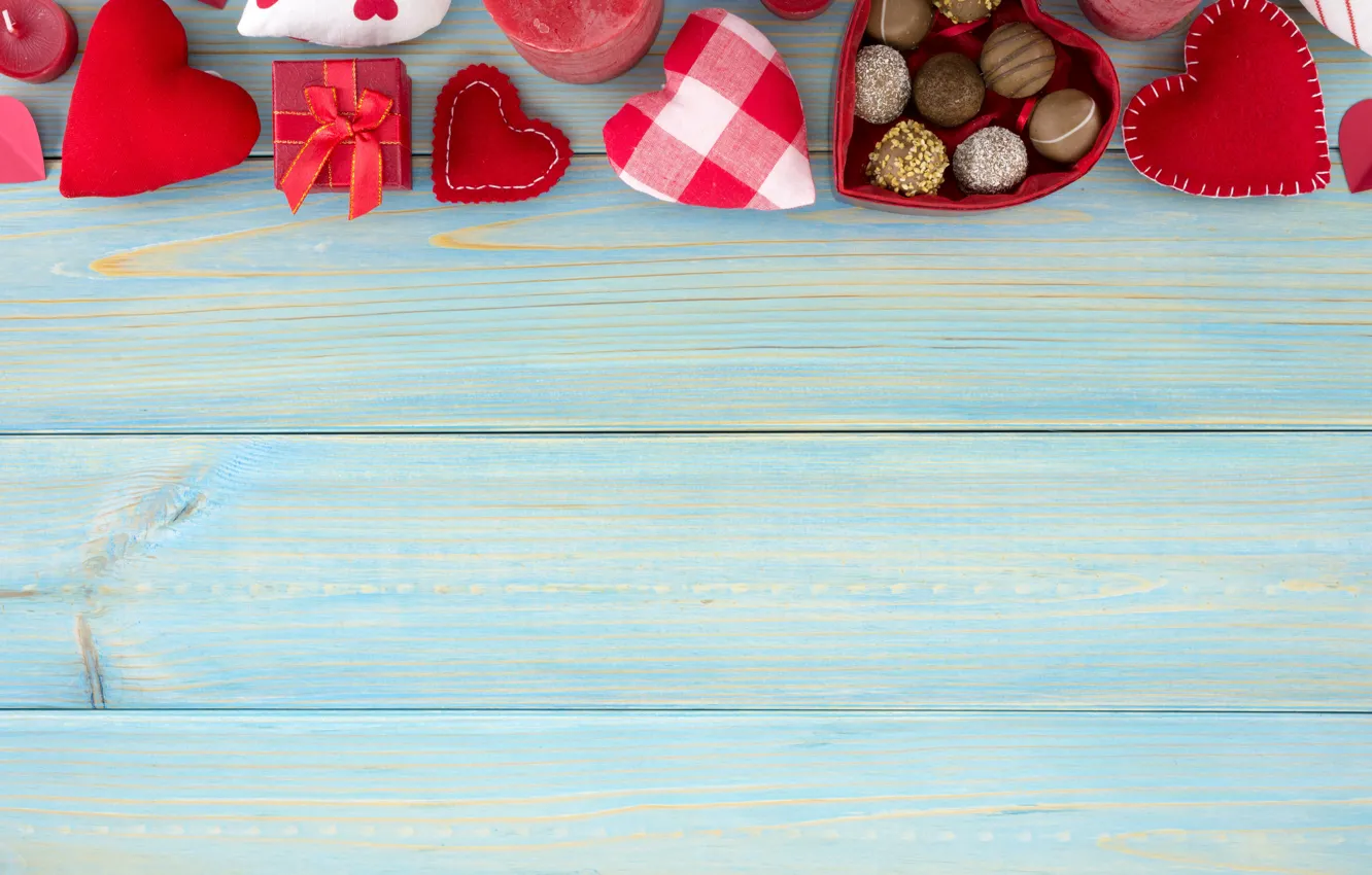 Photo wallpaper red, gift, chocolate, roses, candy, hearts, red, love