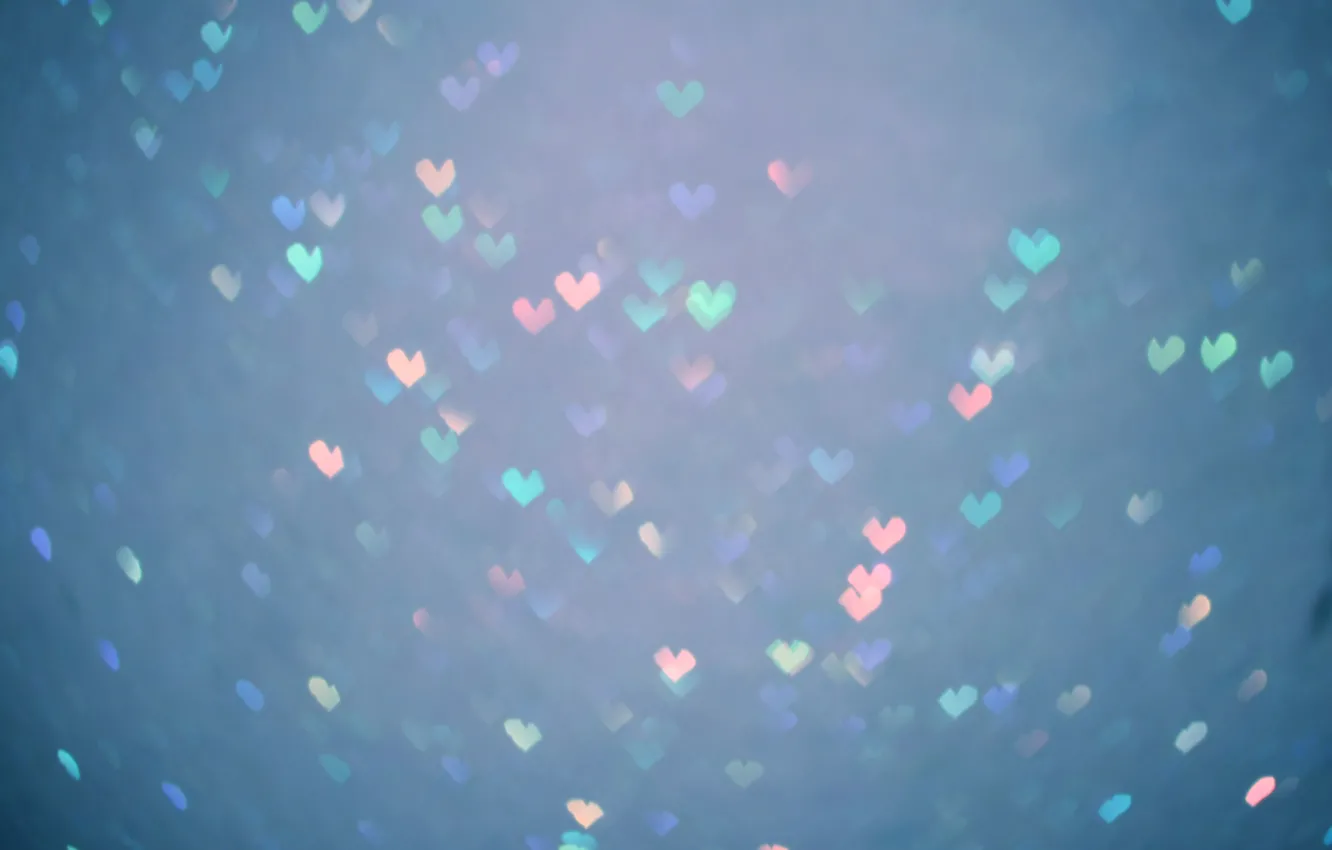Photo wallpaper colored, hearts, bokeh