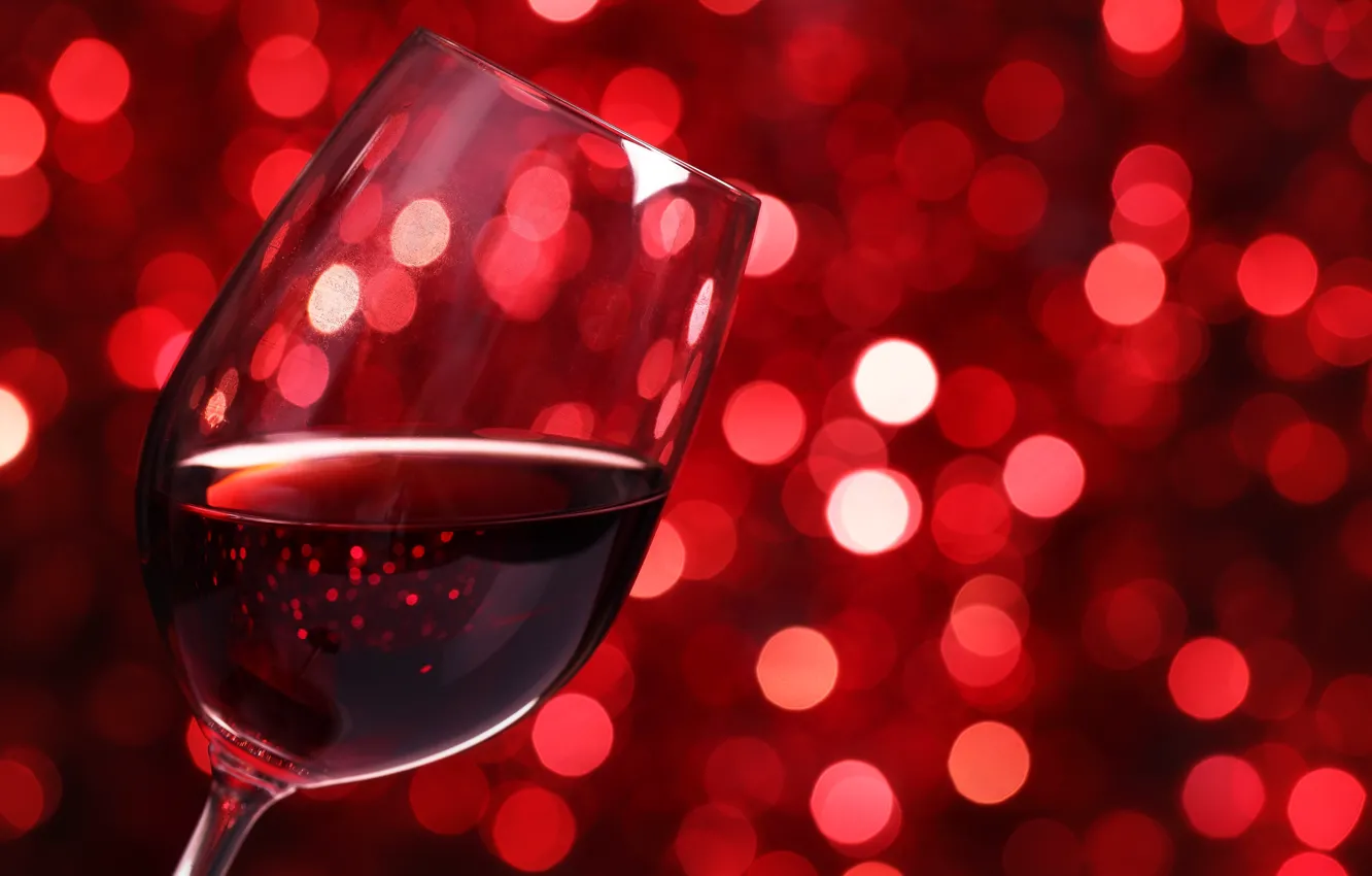 Photo wallpaper glass, lights, wine, red, glass, bokeh