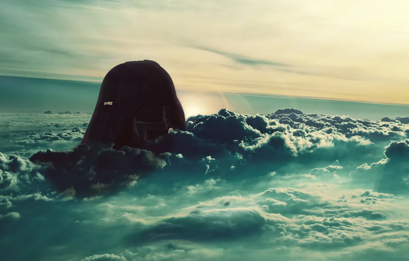 Photo wallpaper clouds, mask, Vader