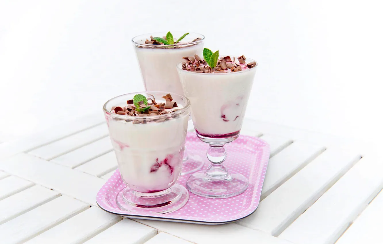 Photo wallpaper berries, dessert, yogurt, granola