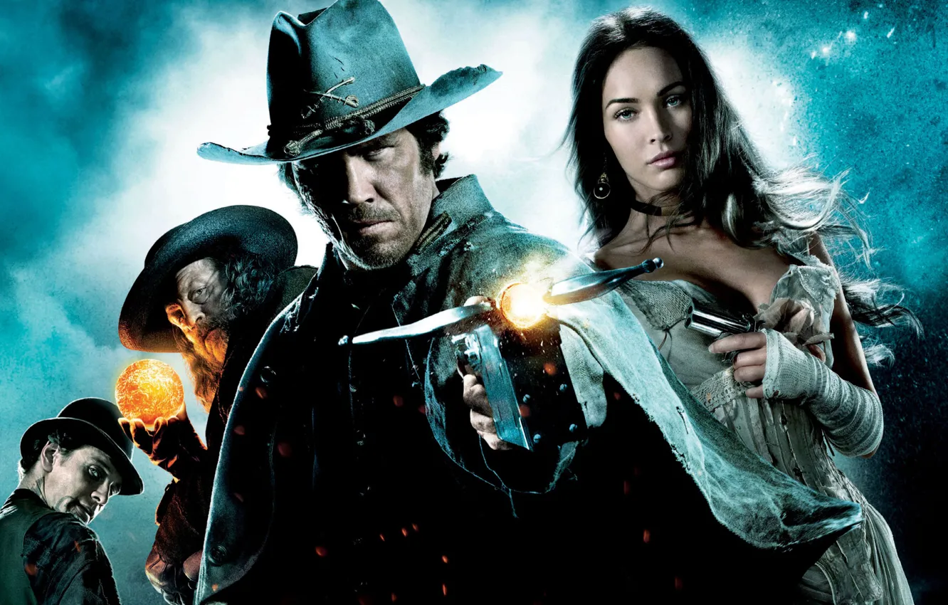 Photo wallpaper Megan Fox, Megan Fox, weapons, hat, fantasy, Western, Josh Brolin, Josh Brolin