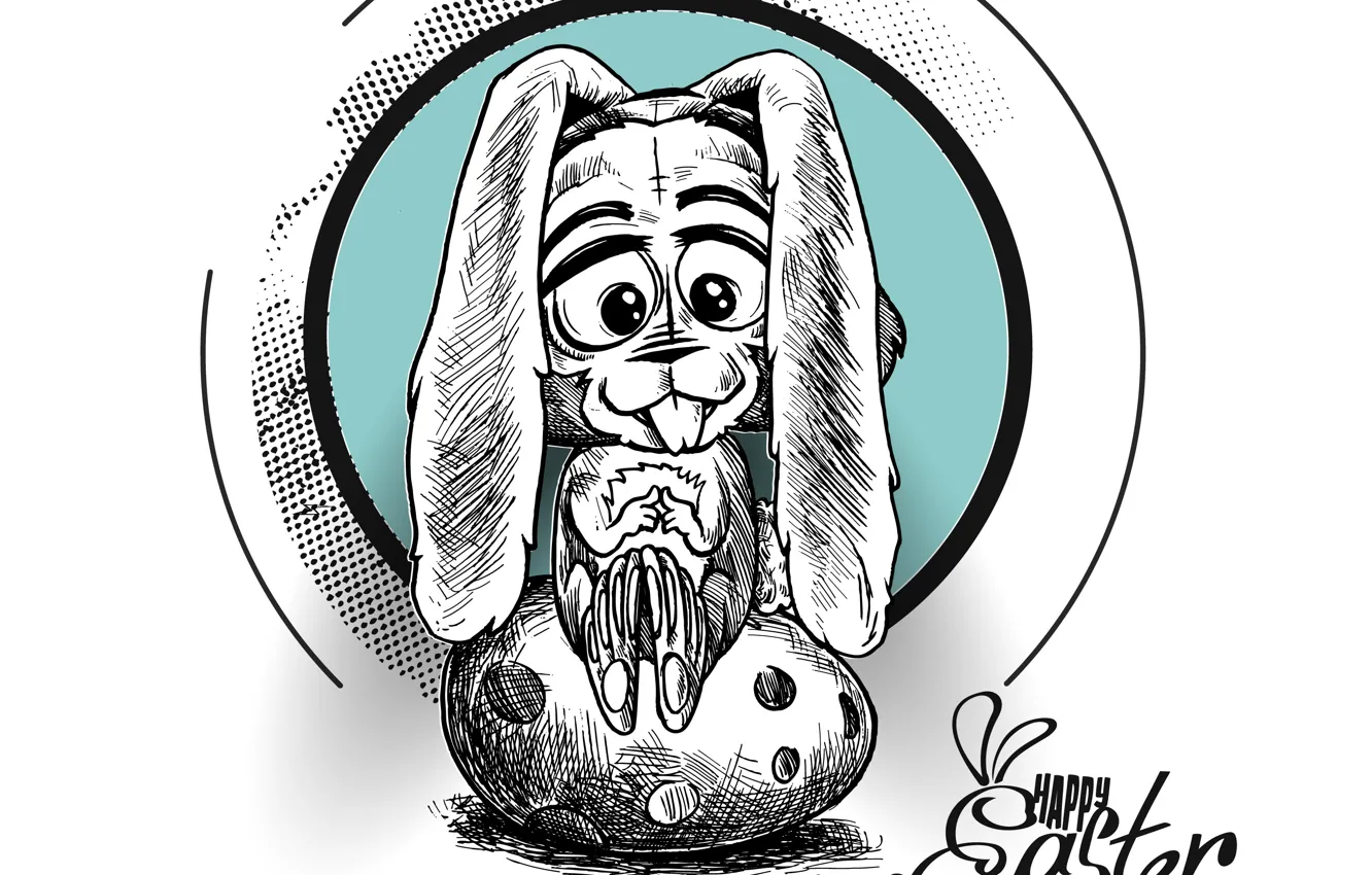 Photo wallpaper look, eggs, rabbit, Easter, white background, ears, the Easter Bunny