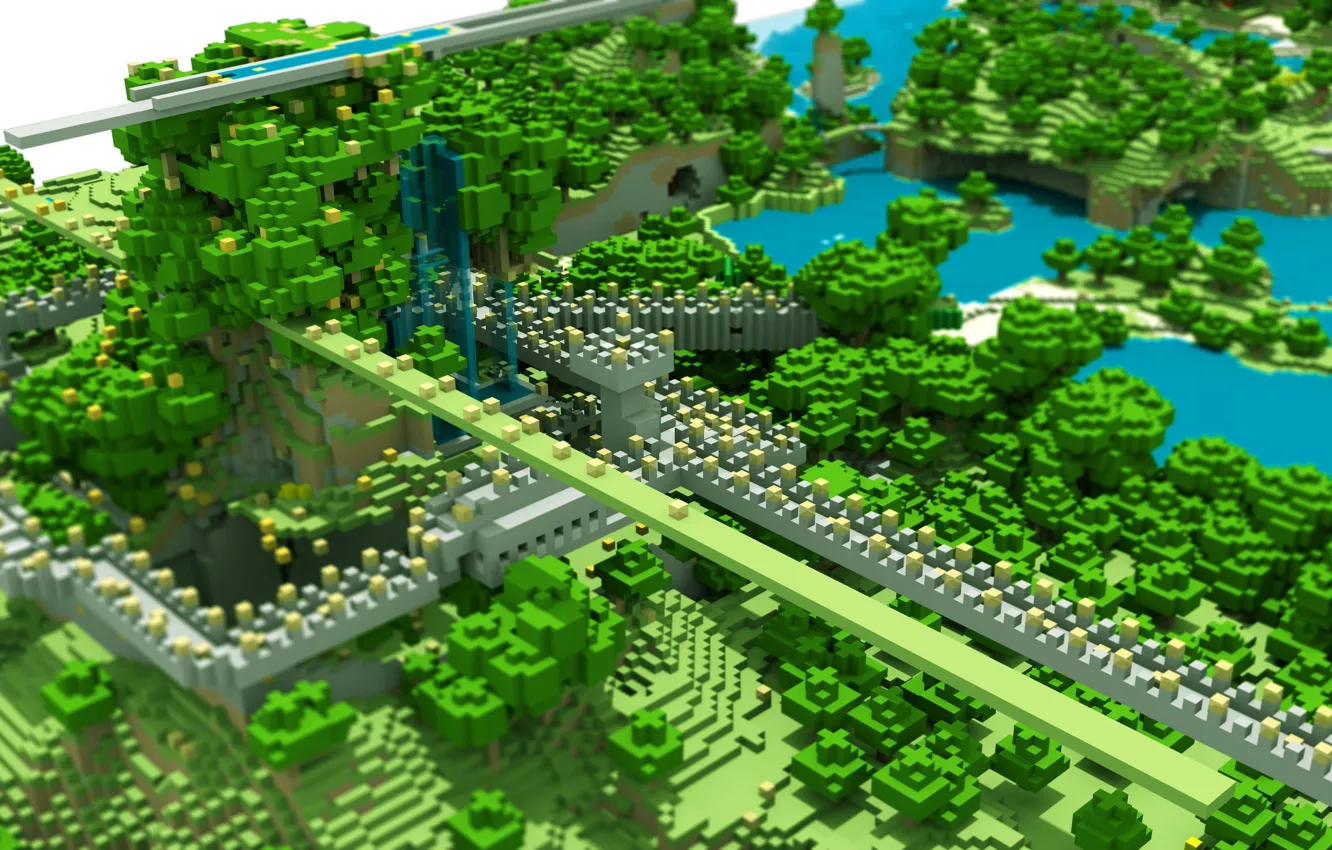 Photo wallpaper minecraft, tilt-shift, the love