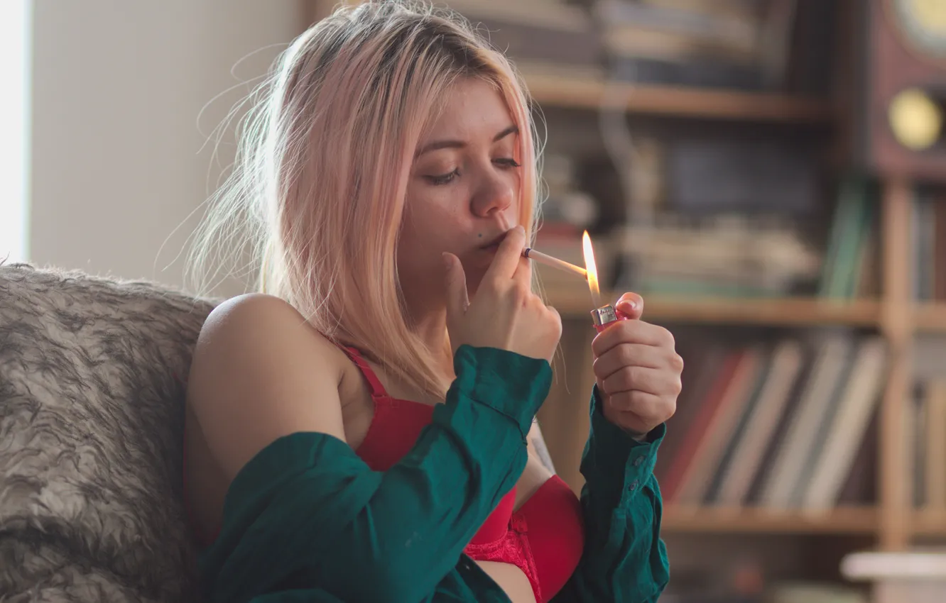 Photo wallpaper girl, smoke, cigarette, Lipov Maxim