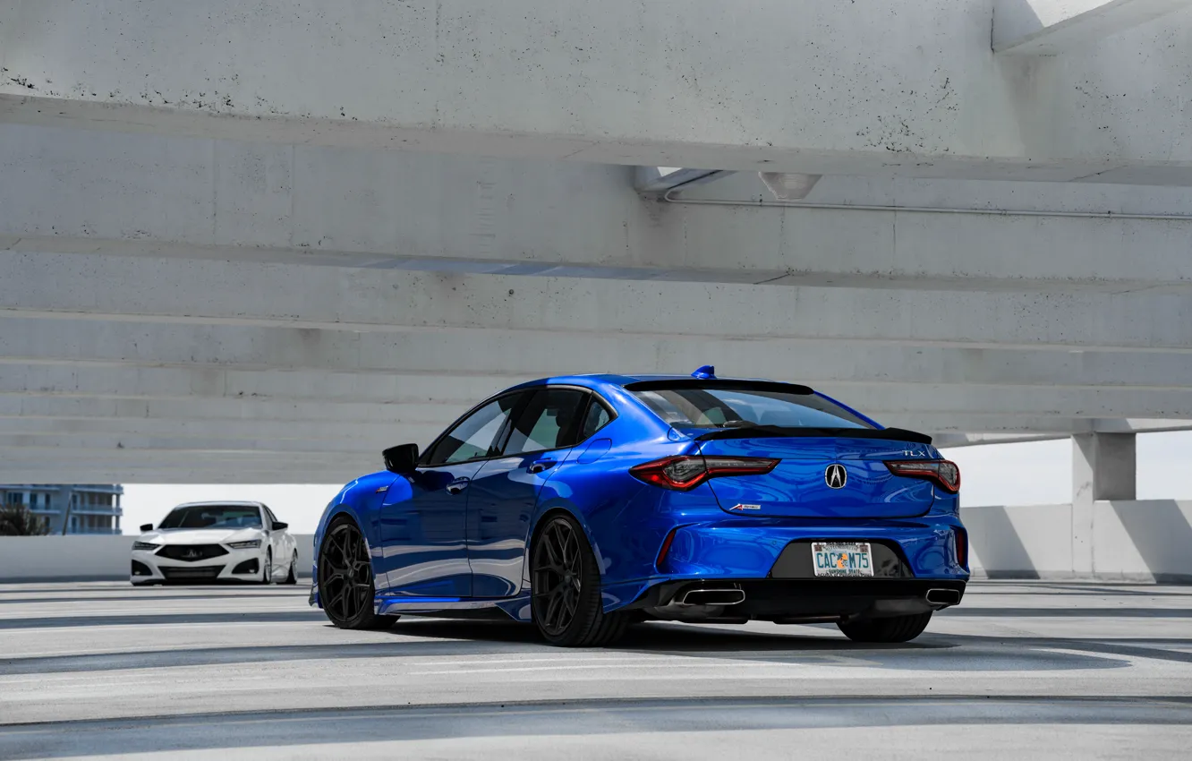 Photo wallpaper Blue, White, Rear view, TLX