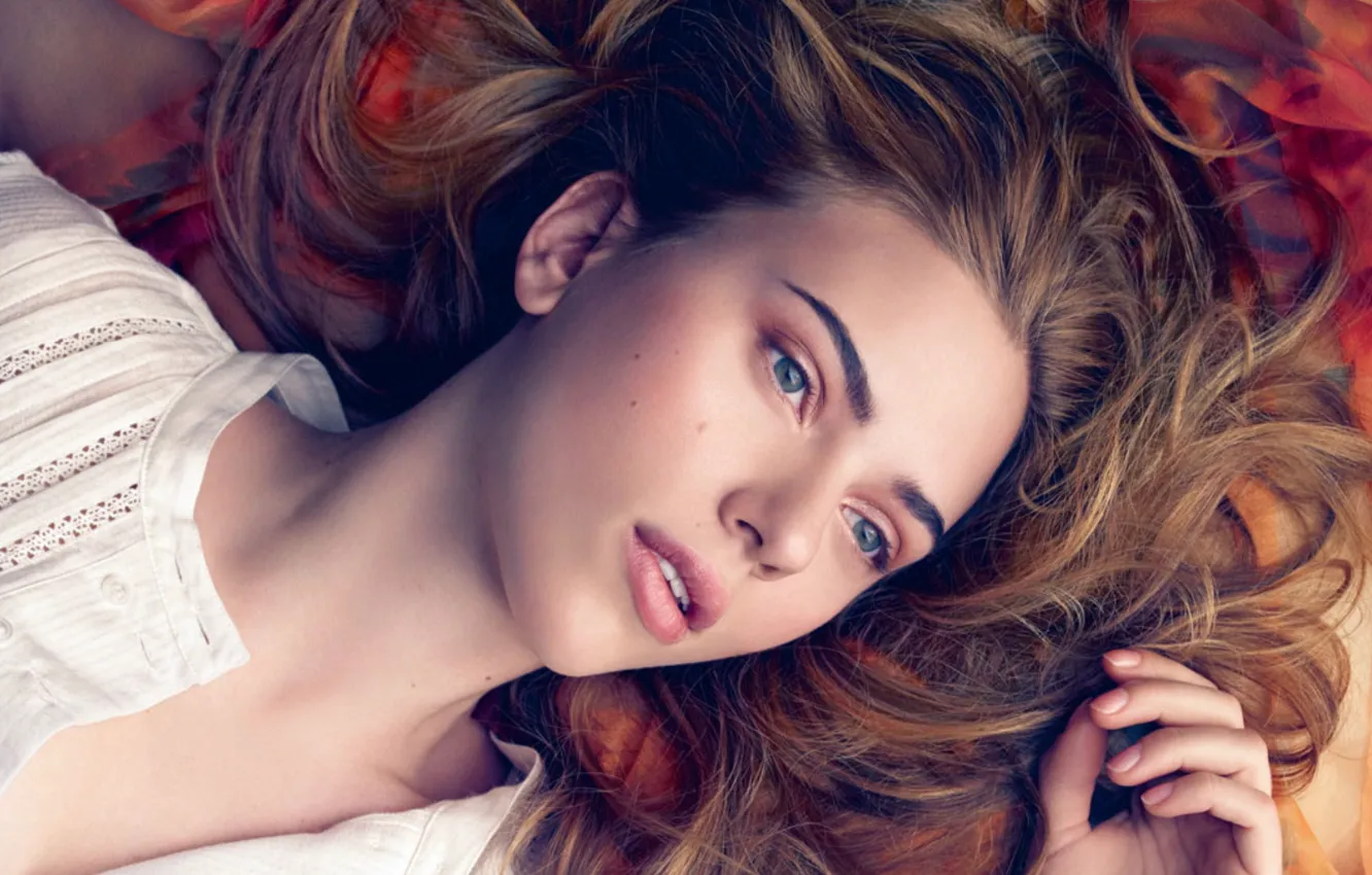 Photo wallpaper girl, hair, actress, Scarlett Johansson, Scarlett johansson, blouse, in white