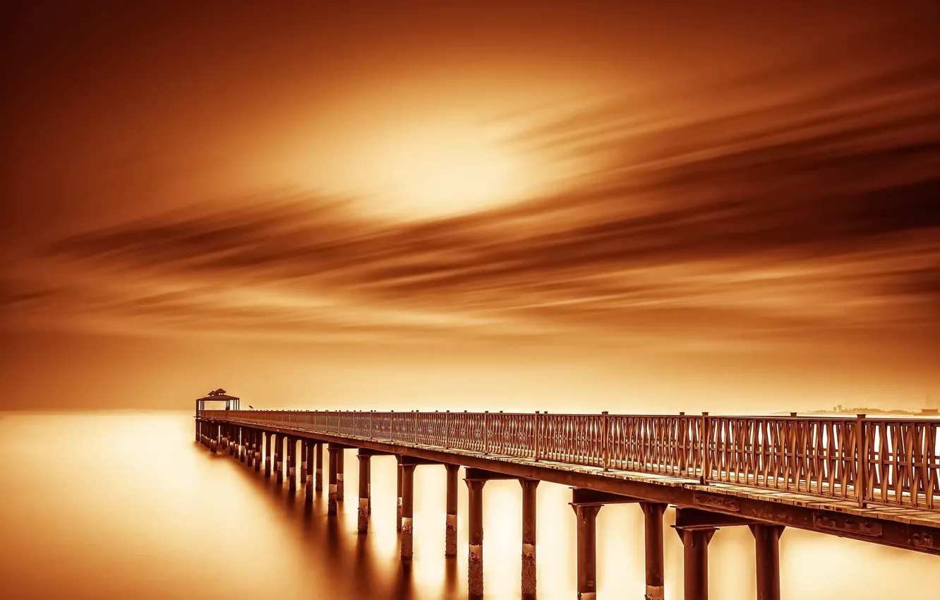 Photo wallpaper sea, bridge, Serenity
