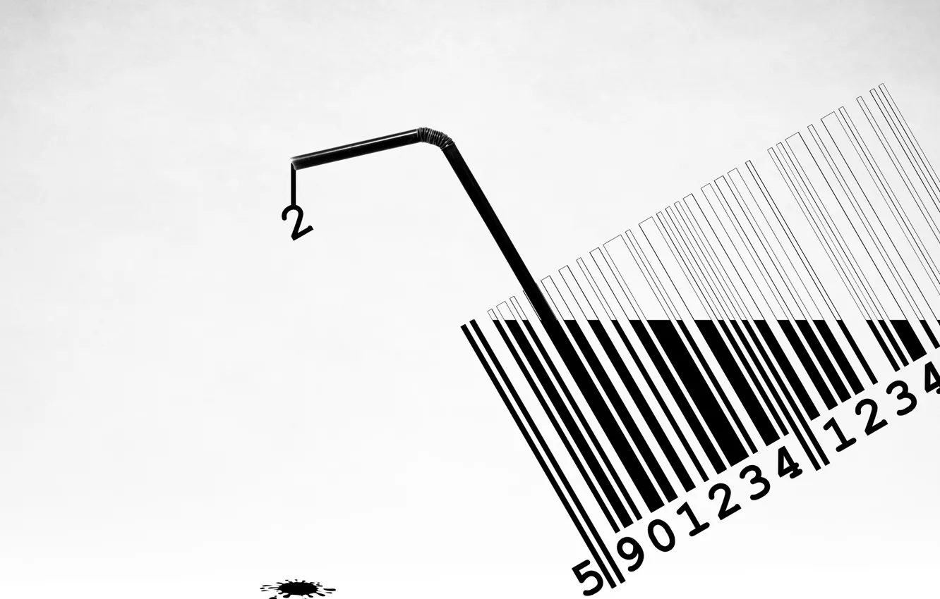 Photo wallpaper background, barcode, straws
