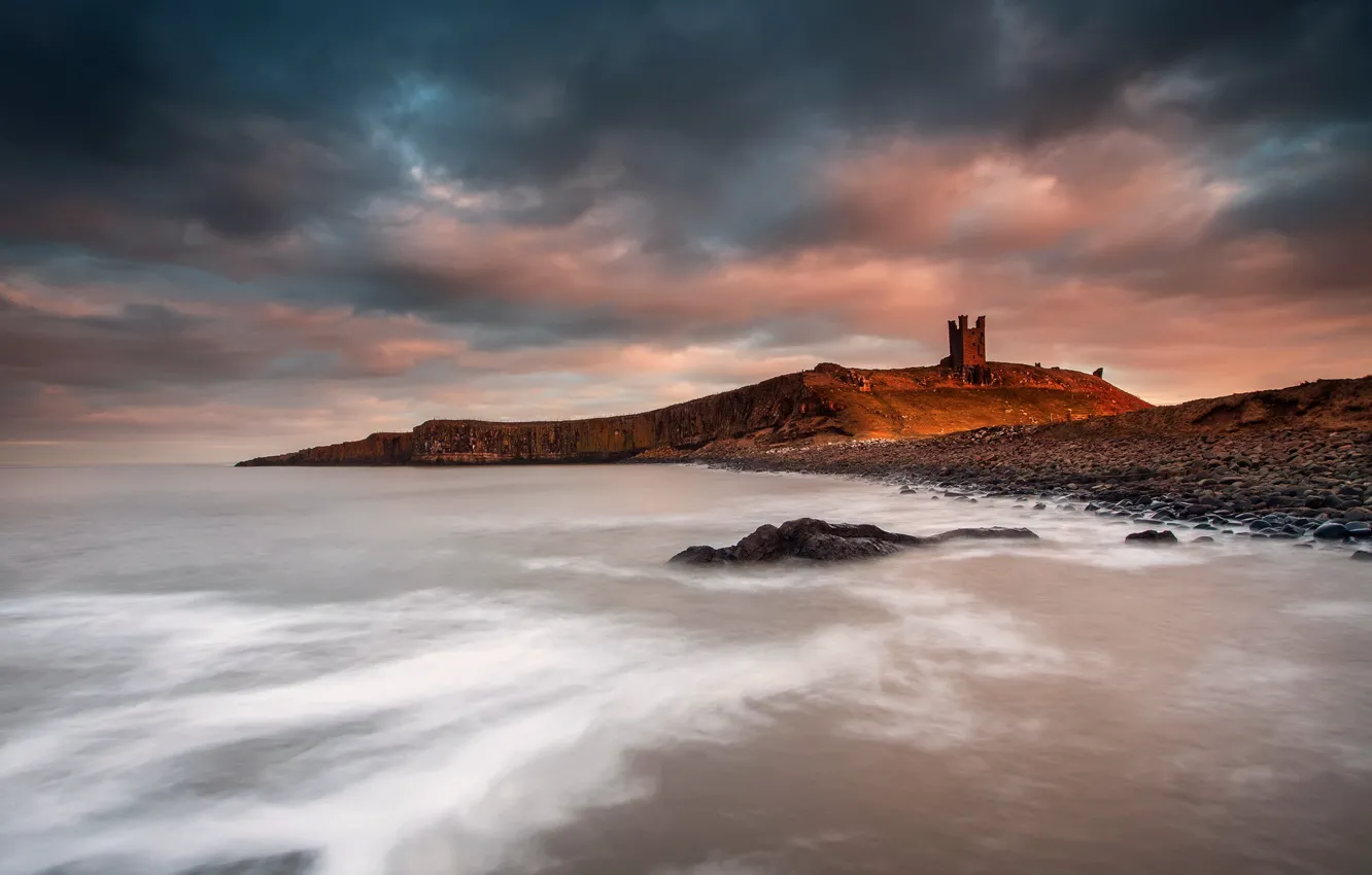 Photo wallpaper sea, landscape, England, Craster