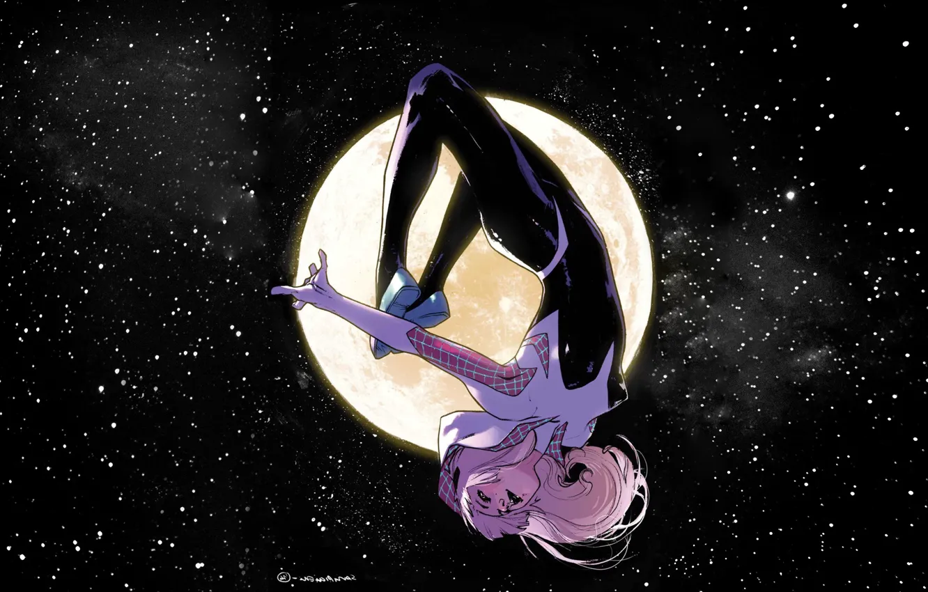 Photo wallpaper stars, the moon, hair, hero, blonde, costume, hood, moon