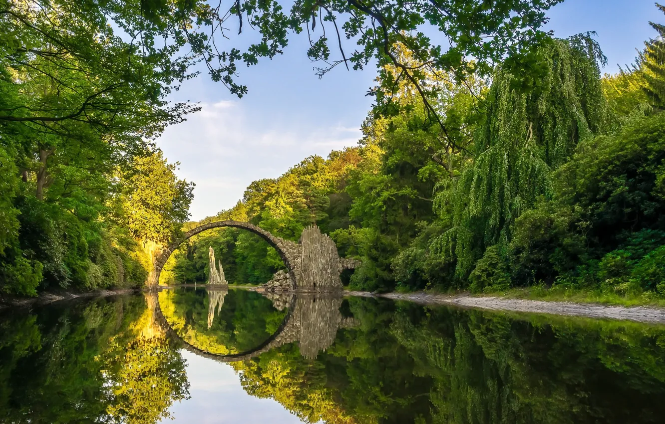 Photo wallpaper landscape, lake, arch