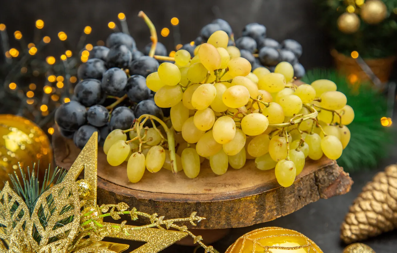 Photo wallpaper new year, grapes, bunch of grapes